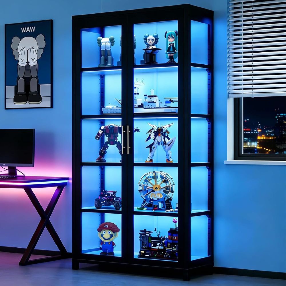 Glass Cabinet Display - Display Cabinet with Glass Do, 5-Tier