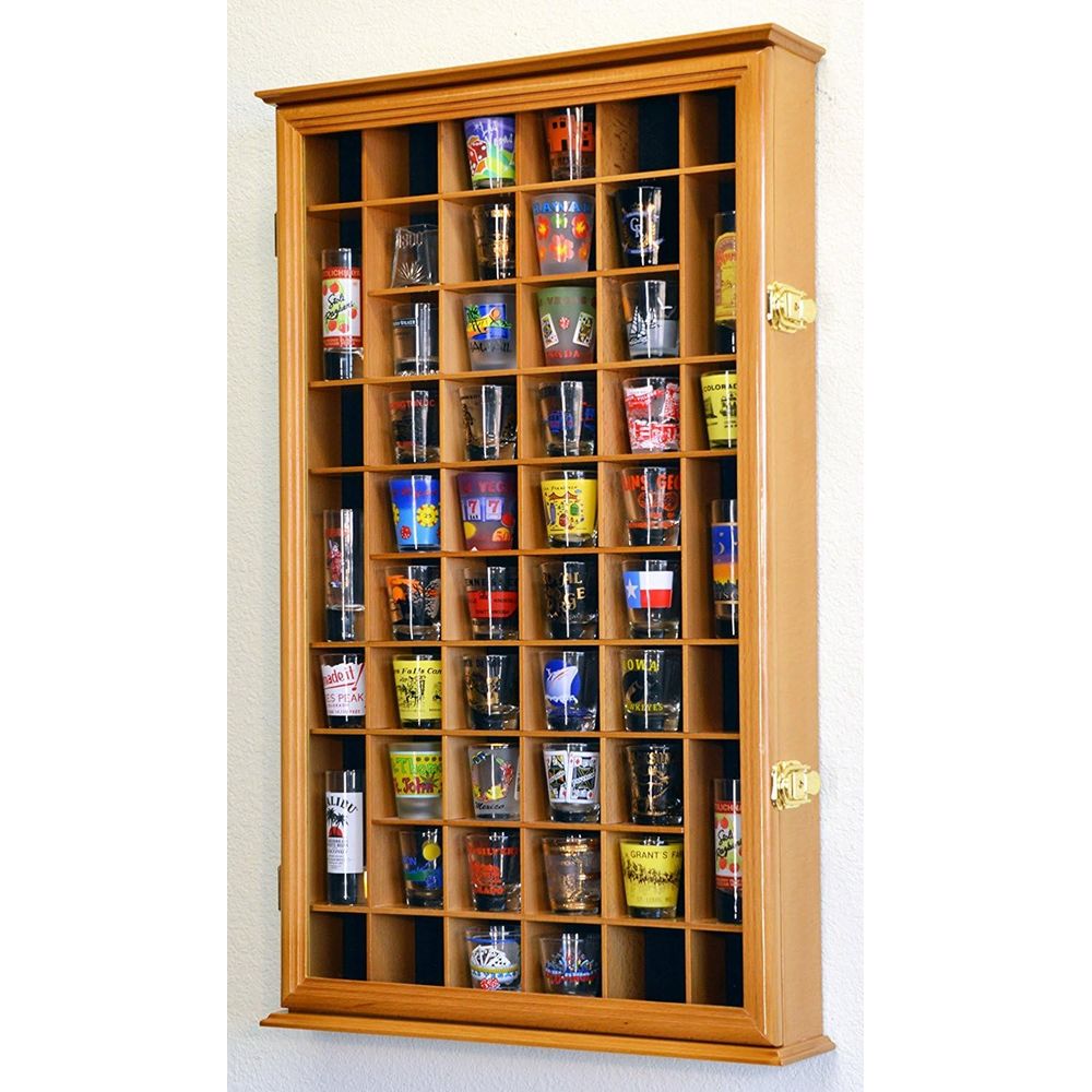 Glass Cabinet Display - 54 Shot Glass Shotglass Shooter Display