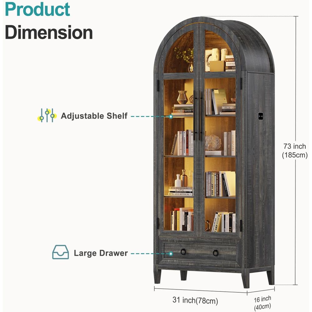 73 Arched Glass Display Cabine - đánh giá và giá Glass Cabinet Display
