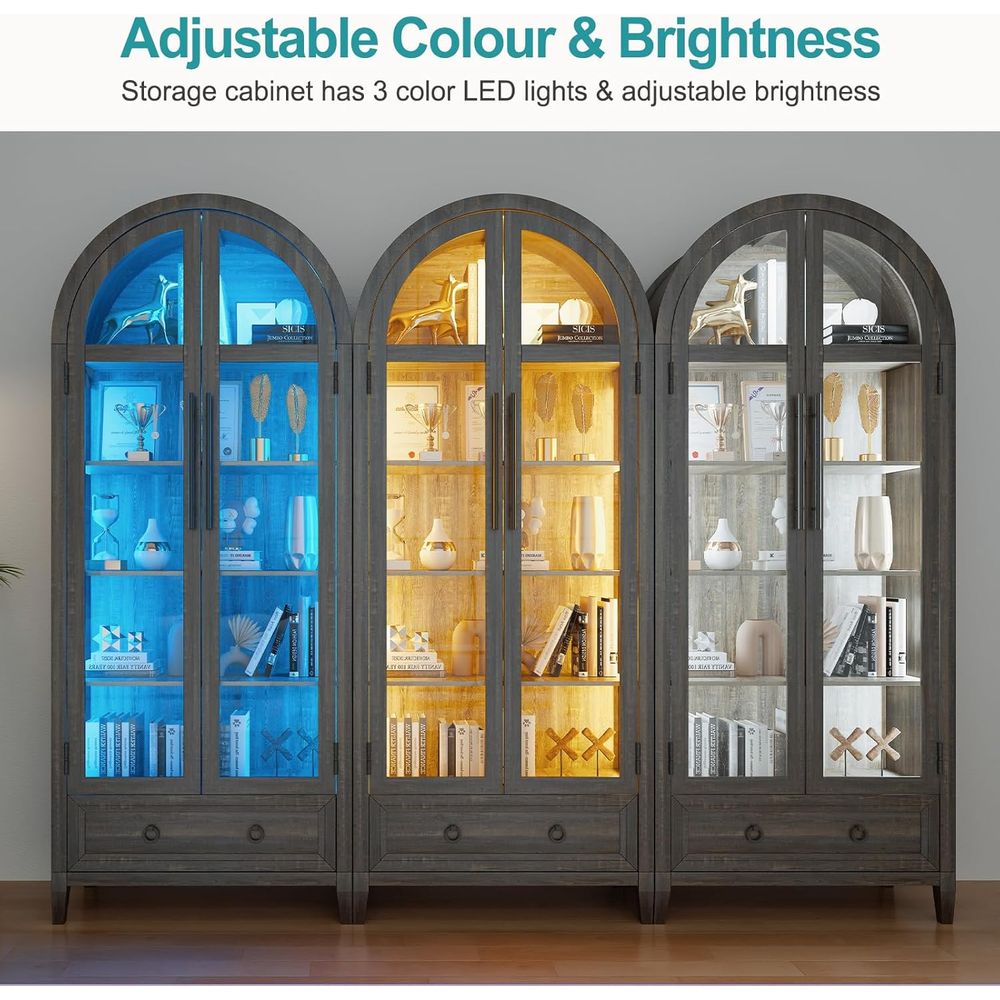 73 Arched Glass Display Cabine - đánh giá và giá Glass Cabinet Display