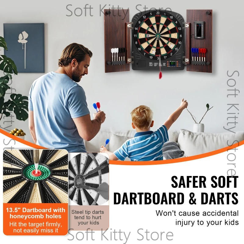 Dartboard and Cabinet Set Hide - đánh giá và giá Electronic Dartboard Cabinet