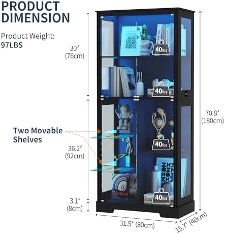 71'' Display Cabinet with 5-Ti - đánh giá và giá Glass Cabinet Display