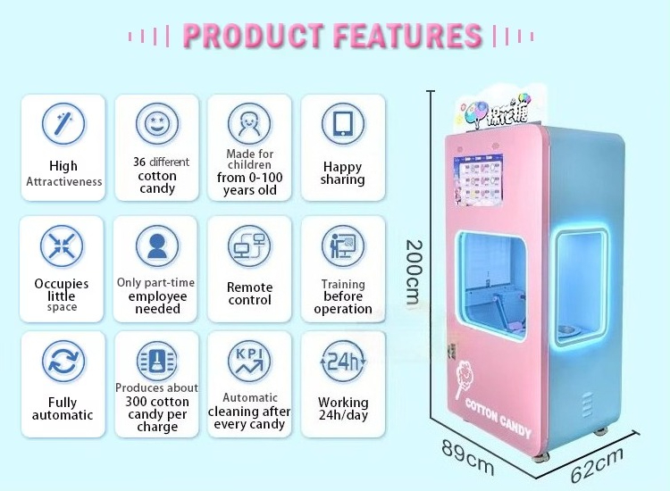 Outdoor Fully Automatic Cotton - đánh giá và giá Candy Vending Machine
