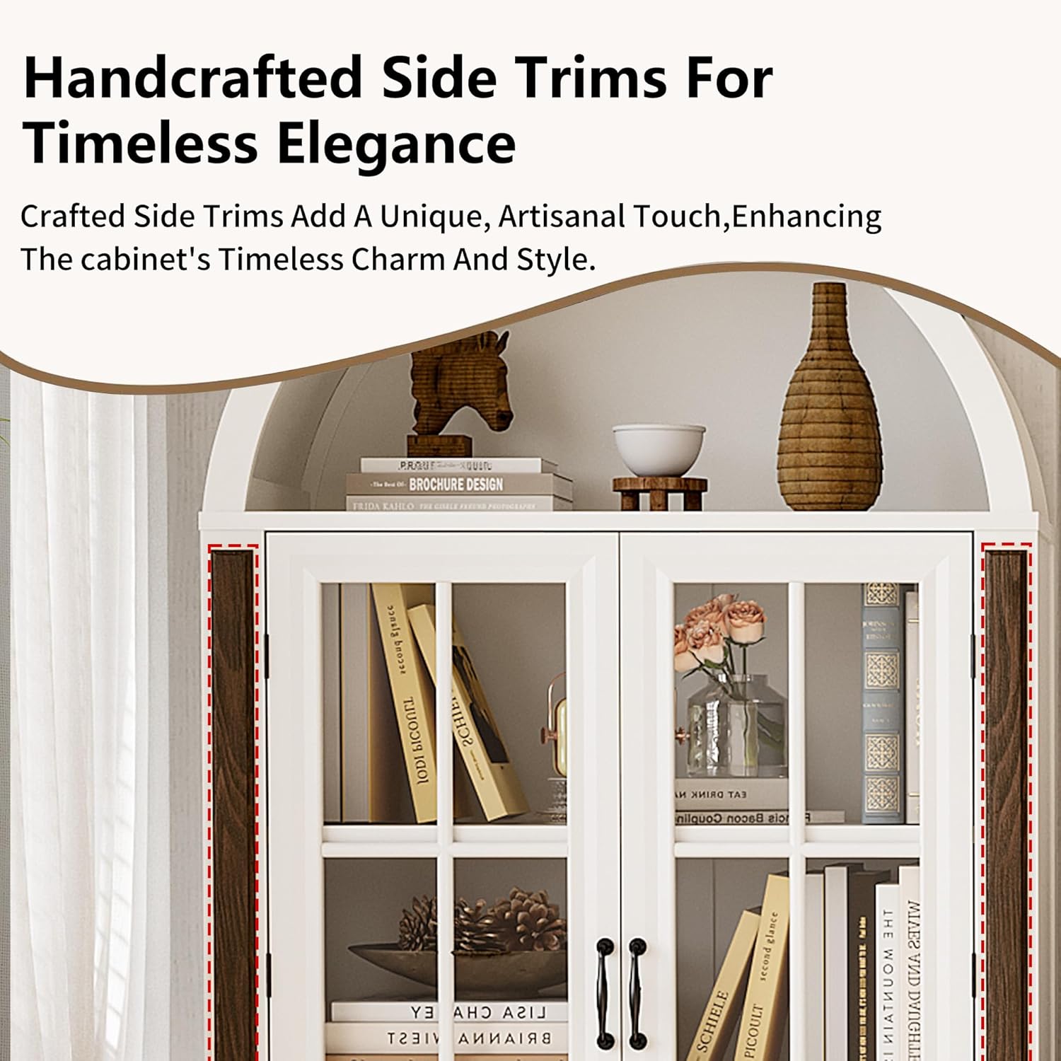 71” Handcrafted Arched Bookcas - đánh giá và giá Glass Cabinet Display