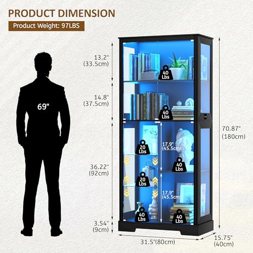 71” Glass Display Cabinet with - đánh giá và giá Glass Cabinet Display